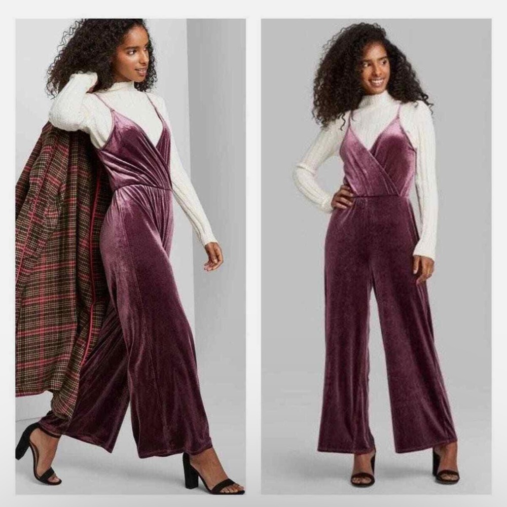 A New Day Velvet Wide-Leg Jumpsuit in Mauve